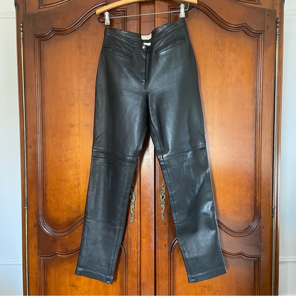Vintage Hugo Buscati Buttery Soft Black Leather Straight Leg Trousers